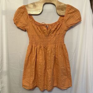 Sunday Best Aritzia Women's Size Medium Orange Mini Dress Smocked Short‎ Sleeve